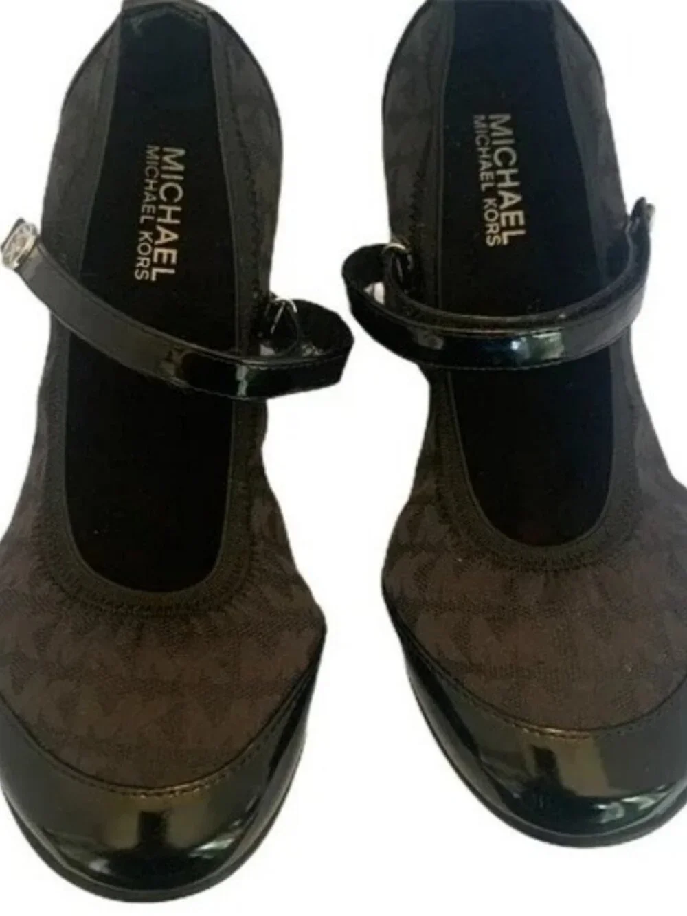 Michael Kors Amber Meg Black Leather Ballerina Flats Mary Janes Bucked size 36